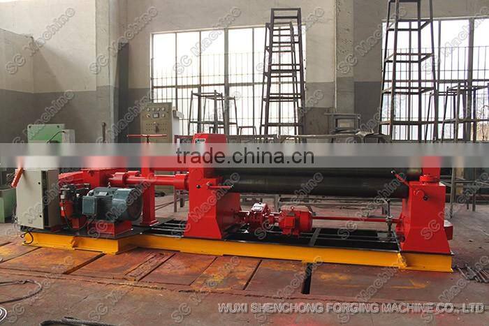 Plate rolling bending machine with three rolls