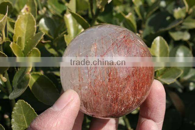 wHOLESALE Red Hair Quartz Crystal Rock Ball