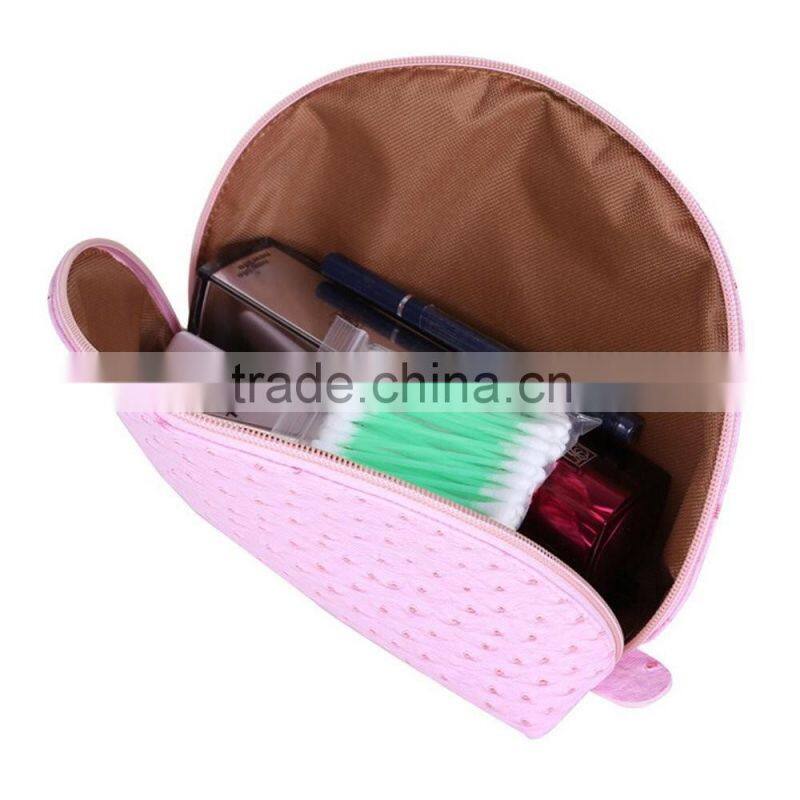 Set of 4 Portable Fashion PU Ostrich Grained Leather Makeup Cosmetic Pouch Bag