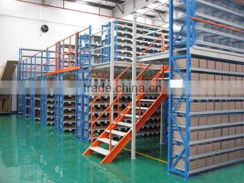 Orange/Blue Durable Material Storage raflar Cold-roll Steel Mezzanine Rack Floor