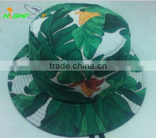 Wholesale cheap custom brand floral pattern blank bucket hat for men and women