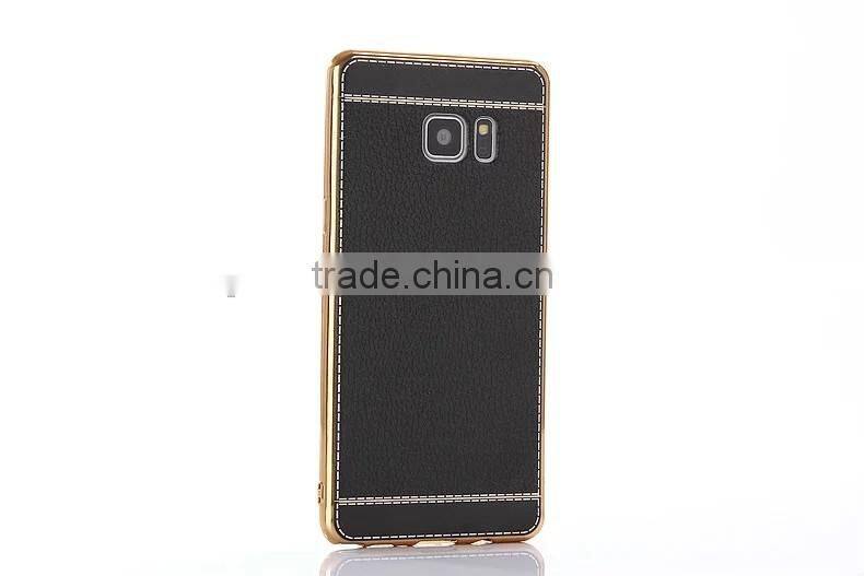 Wholesale price for Samsung galaxy note 7 electroplate tpu case with litchi leather skin cover