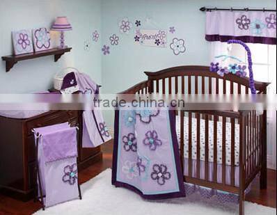 Dark Purple Floral Baby Girl Bedding Sets