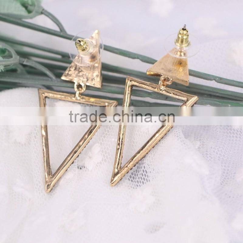 Fashion Triangle Shape Stud Earrings, ladies gold earrings