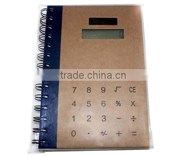 Spiral kraft 8 digit solar notebook calculator