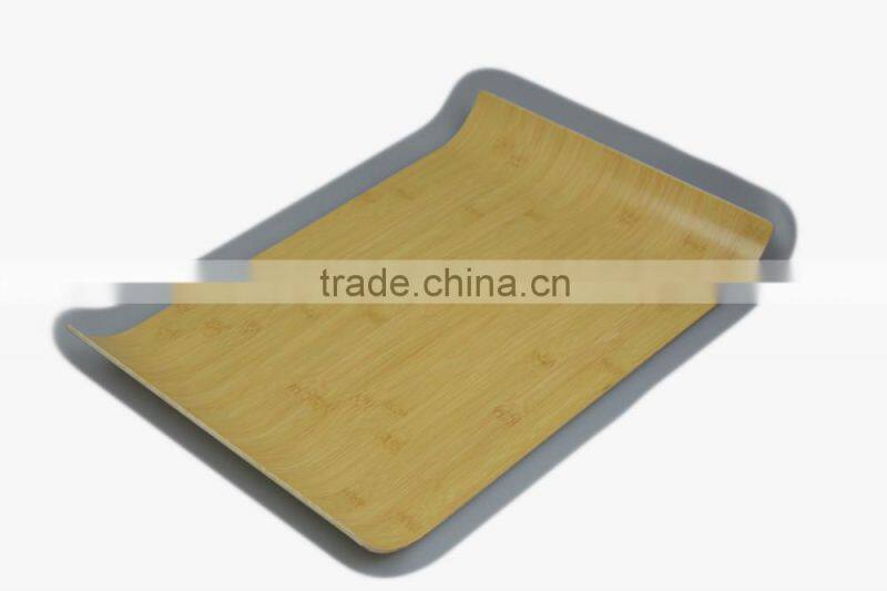 Bread and Tea House Bamboo Wooden Pastry Veneer Handle Bar Party Serving Tray Platter