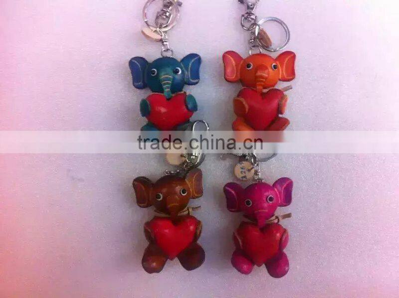 Wholesale promotion personal Handmade Soft leather animal key chain
