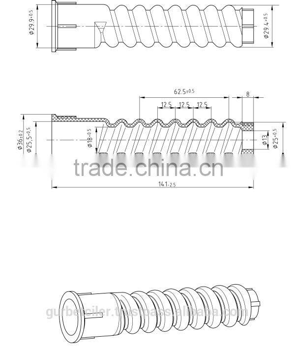 Nylon plastic dowel for screw spike, railway accessories made in Turkey