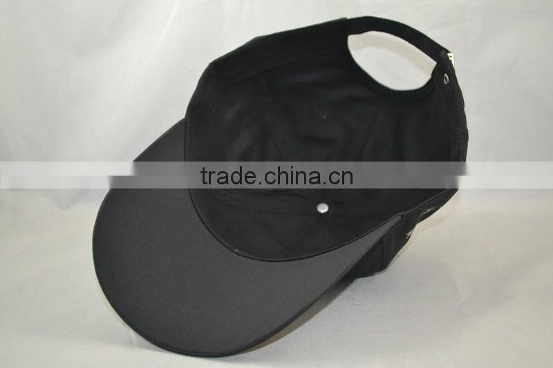 Guangzhou hat factory professional custom 6 panel / 100% cotton / / embroidery logo/black baseball cap