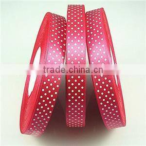 Silk screen printing/Heating transfer printing new charm satin ribbon bow with polka dots pinkK~