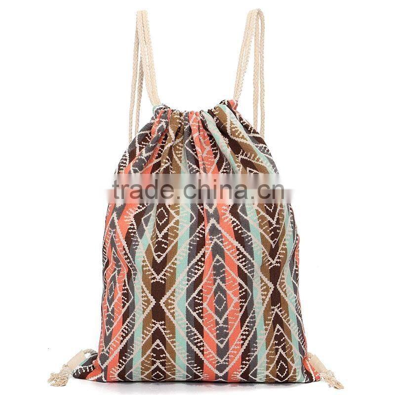 Newest Ethnic Style Women Drawstring Backpack of Drawstring Bag