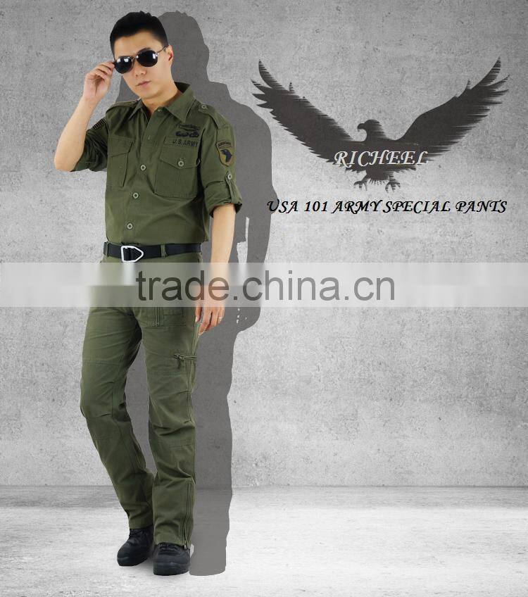 China supplier cotton canavas olive green men military official cargo pants