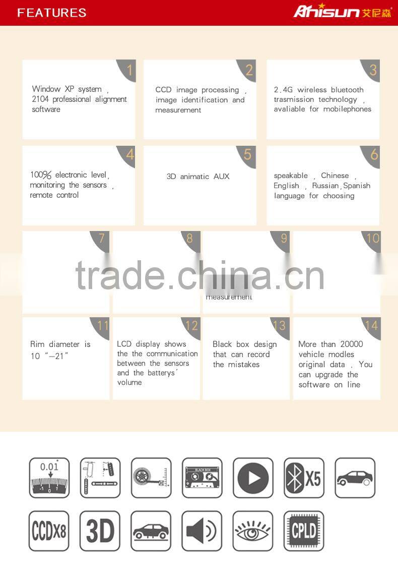 CCD bluetooth price of wheel alignment machine with CE approved