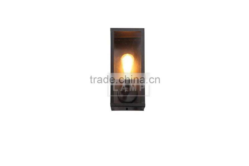 Industrial Metallic and Glass Lamp Shade Wall Sconce Box Wall Lamp