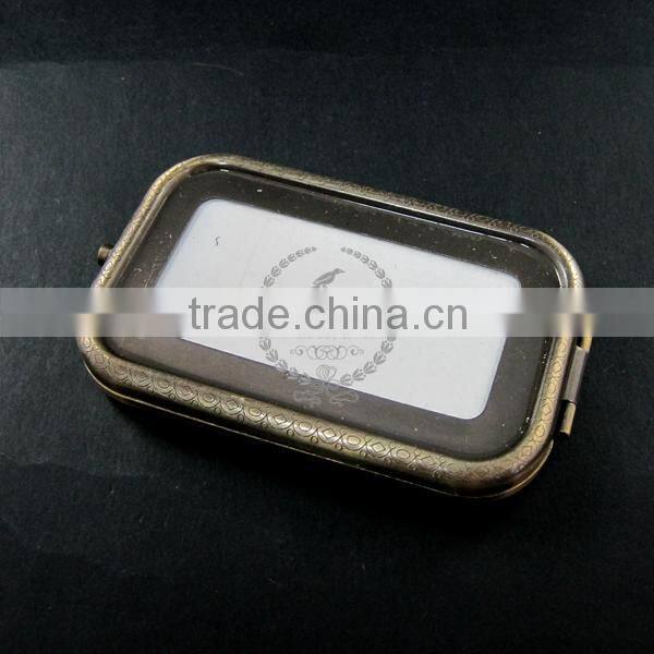 50x85mm setting metal rectangle blank base bezel vintage style bronze compact pocket mirror tray glass cabochon 1991023