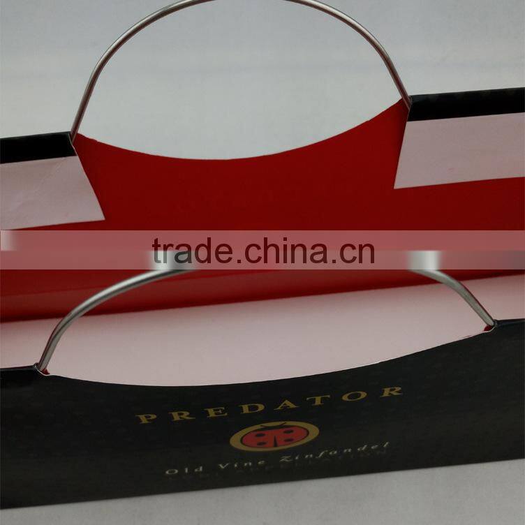High End Cheap Film Hook Wine Paper Handbag cardboard Bag