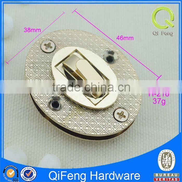 H-218 bag ornament lock metal oval turn lock ornament
