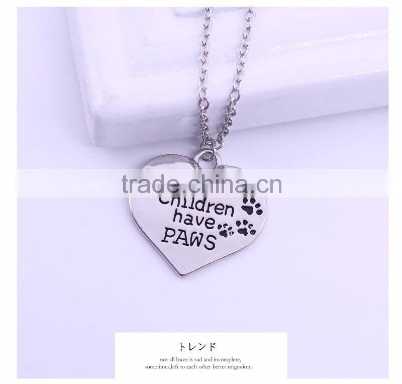 2016 new fashion alloy jewelry sculpture letter member of family silver children necklace heart pendant