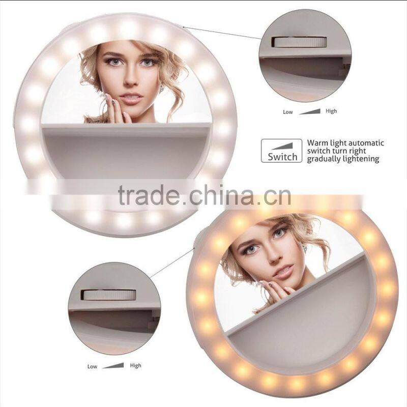 For iPhone Samsung Cellphone Fill Light Selfie Ring Light with 250mAh built in battery