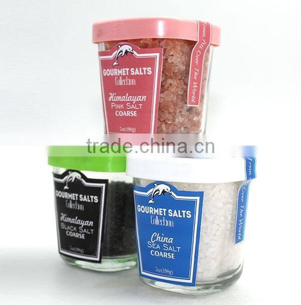 Gourmet Salt Gift Sets Packing Himalayan Black Salt 7oz 198g Glass Jar With Plastic Cap 6 Colors Available