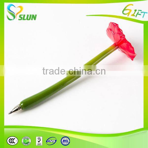 2015 Hot fashion rubber flower ballpoint pen, pen flower