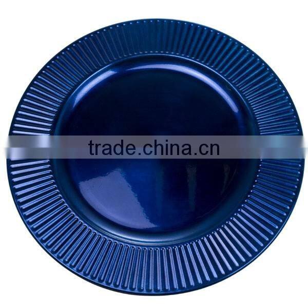 33cm white round sunflower style plastic charger plate