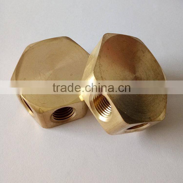 JD-2112 female Brass 4 Way Cross Connector ,square joint 4 way brass fitting