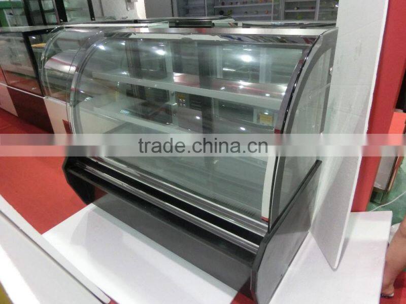 Superior quality curved glass cake showcase /cake display/cake cabinet