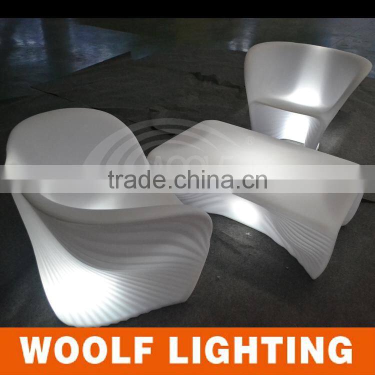 Popular Club Conch Design Luminous Coffee Table LED Sofa Set