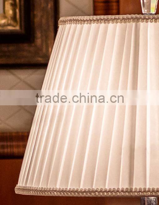 K9 crystal lamp body metal lamp bottom table lamp with fabric lampshade
