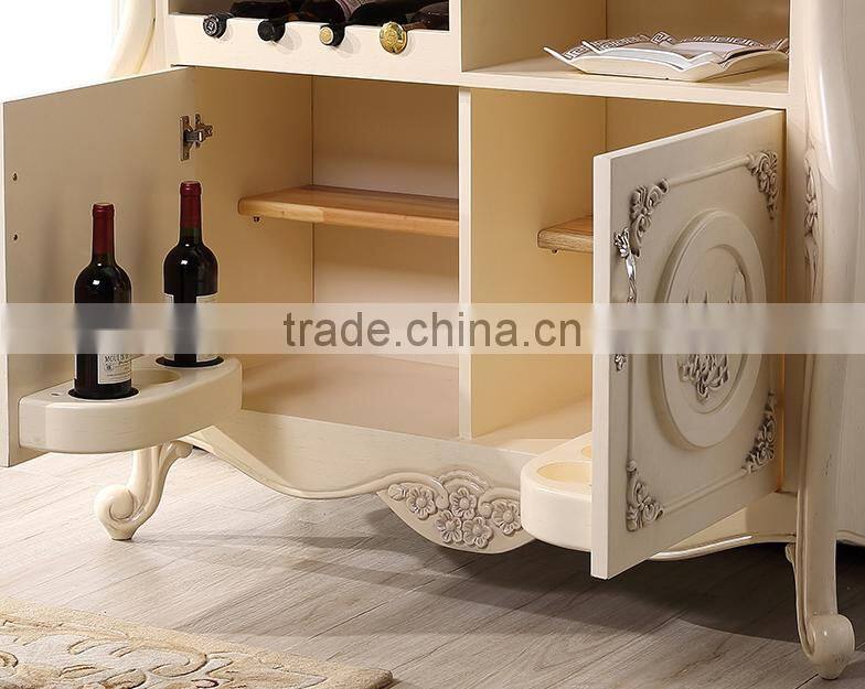 New design neoclassic solid wood chrysanthemum carving two doors sideboard