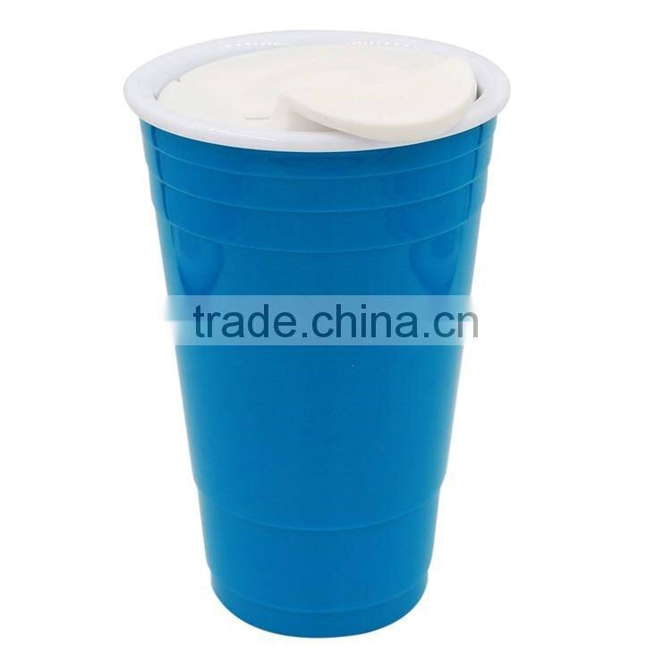 BRC Plastic Double Wall Cup Custom with Lid, PP Plastic Sports Cup with Cover