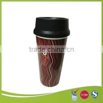 custom IML thin wall plastic double wall coffee mug cup