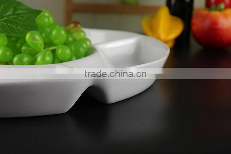 Factory direct wholesale white glazed ceramic section plates