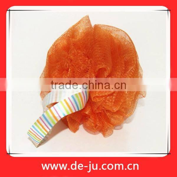 Promotion Bath Gift Ribbon Yellow Mesh Bath Sponge And Shower Ball