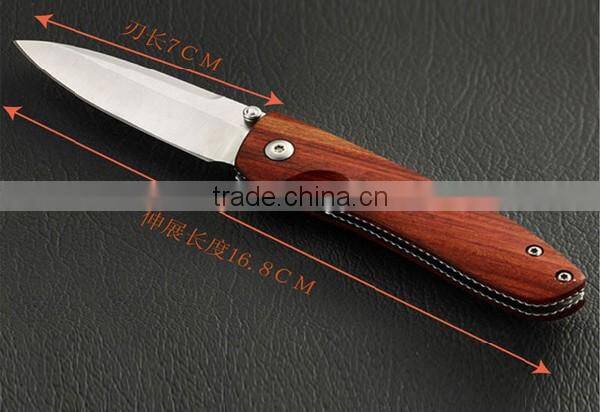 Multifunction rosewood handle folding knife, outdoor survival hunting knives