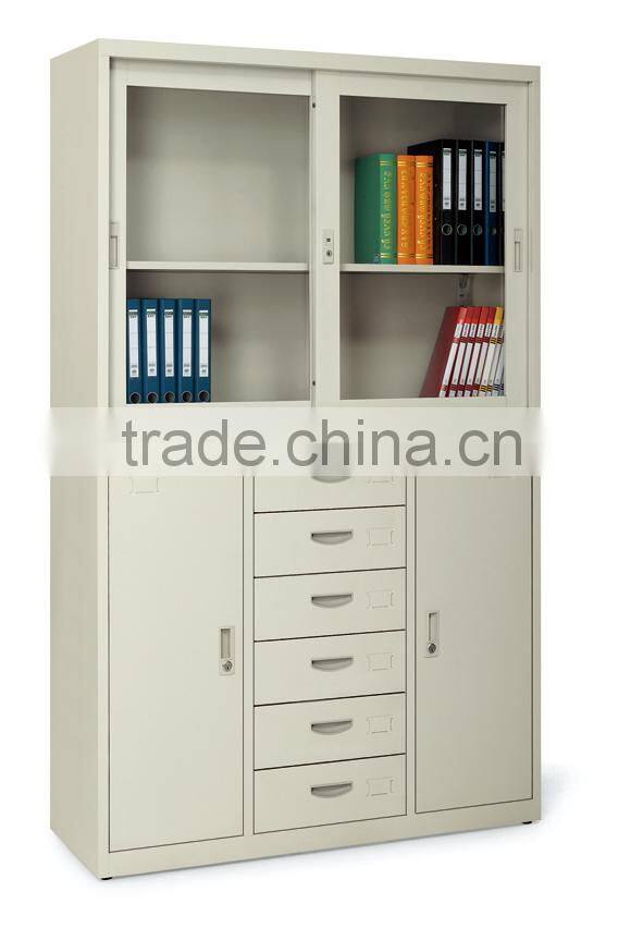 metal glass sliding cabinet with 6 drawers