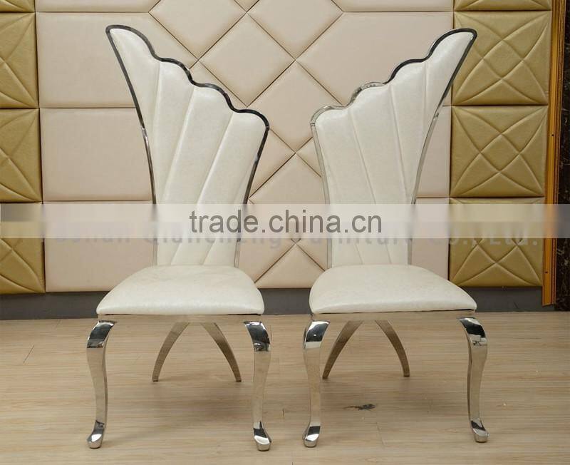 wings shape white wedding chair stainless steel legs