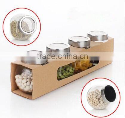 Clear Oval Shap Hermetic Fancy Food Storage Glass 2oz Spice Storage Jar