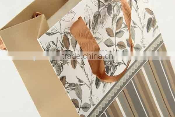 Printed Foldable Gift Bag With Stripe Patterns/ Shopping Paper Bag