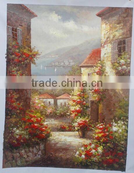 Quality Handmade Village Oil Painting on Canvas