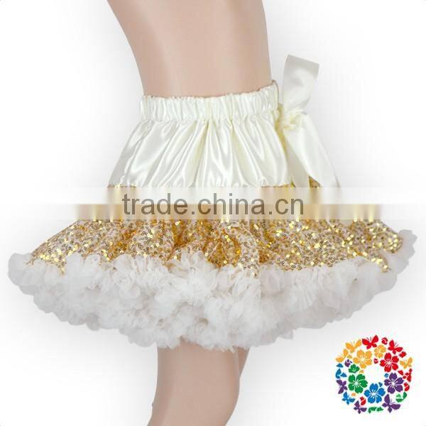 Pink Gold Sparkly Sequins Skirts Fluffy Cheap High quality Pettiskirts Sequins skirt for baby girls