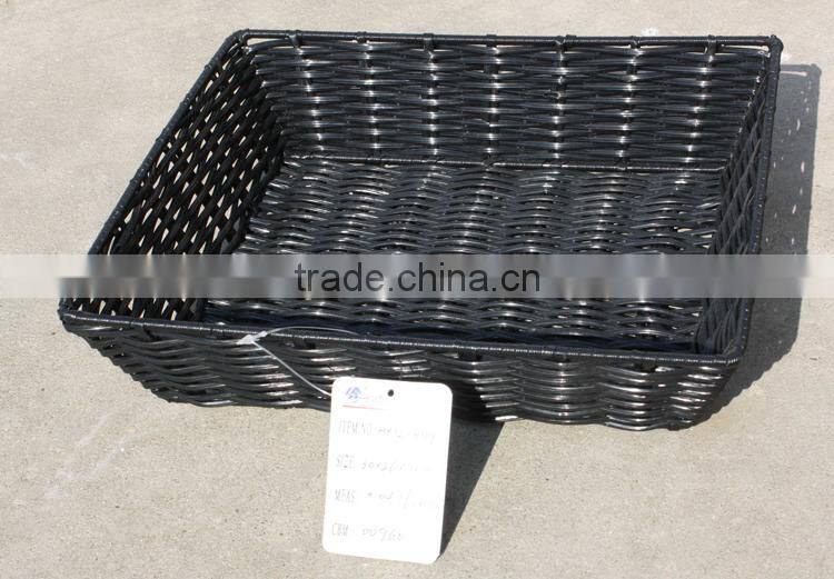 Black Cheap Wholesale Fruit Storage Plastic Rattan Basket