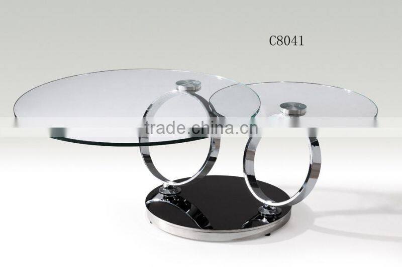 C8041 movable swivel glass coffee table models for home using