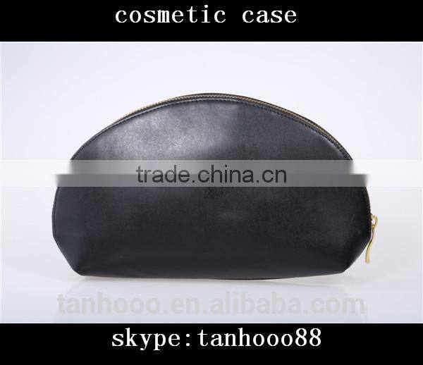 High Quality Black Shell Shape Makeup Case Leather Cosmetic Bag Case