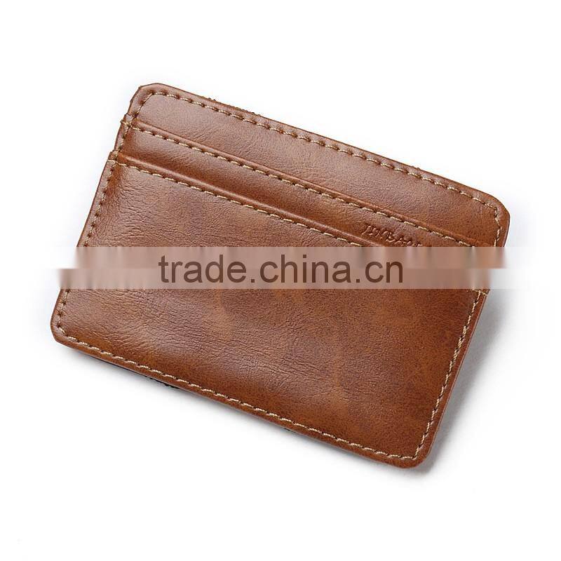 Magic wallet PU leather money clip with RFID-blocking in various designs