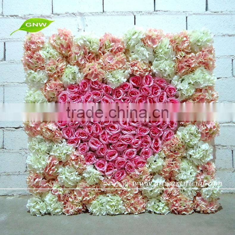 GNW FLW1508009 stage decoration pink and purple artificial engagement flower wall wholesale
