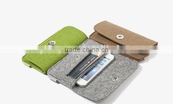 Low price gift for him wholesale polyester business card sleeve money cover cotton felt china mobile phone case with snap button