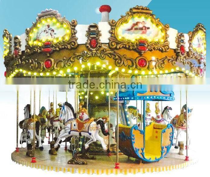 Hight quality amusement park rides merry go round,luxurious duble deck carrousel