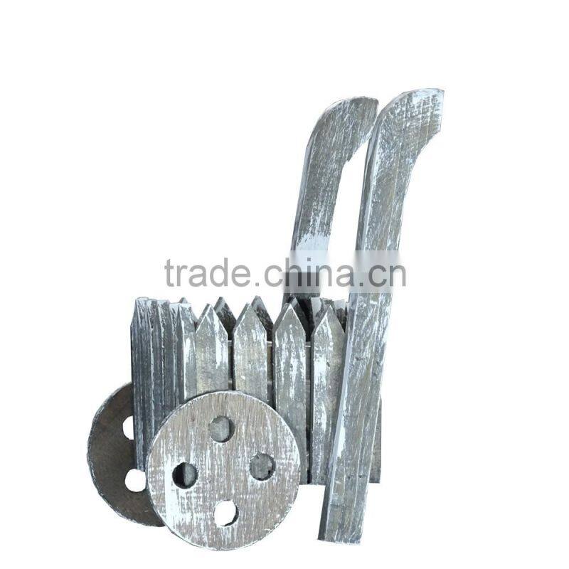 Wood Fence Cart Wheels Garden Planter Flowers Pots